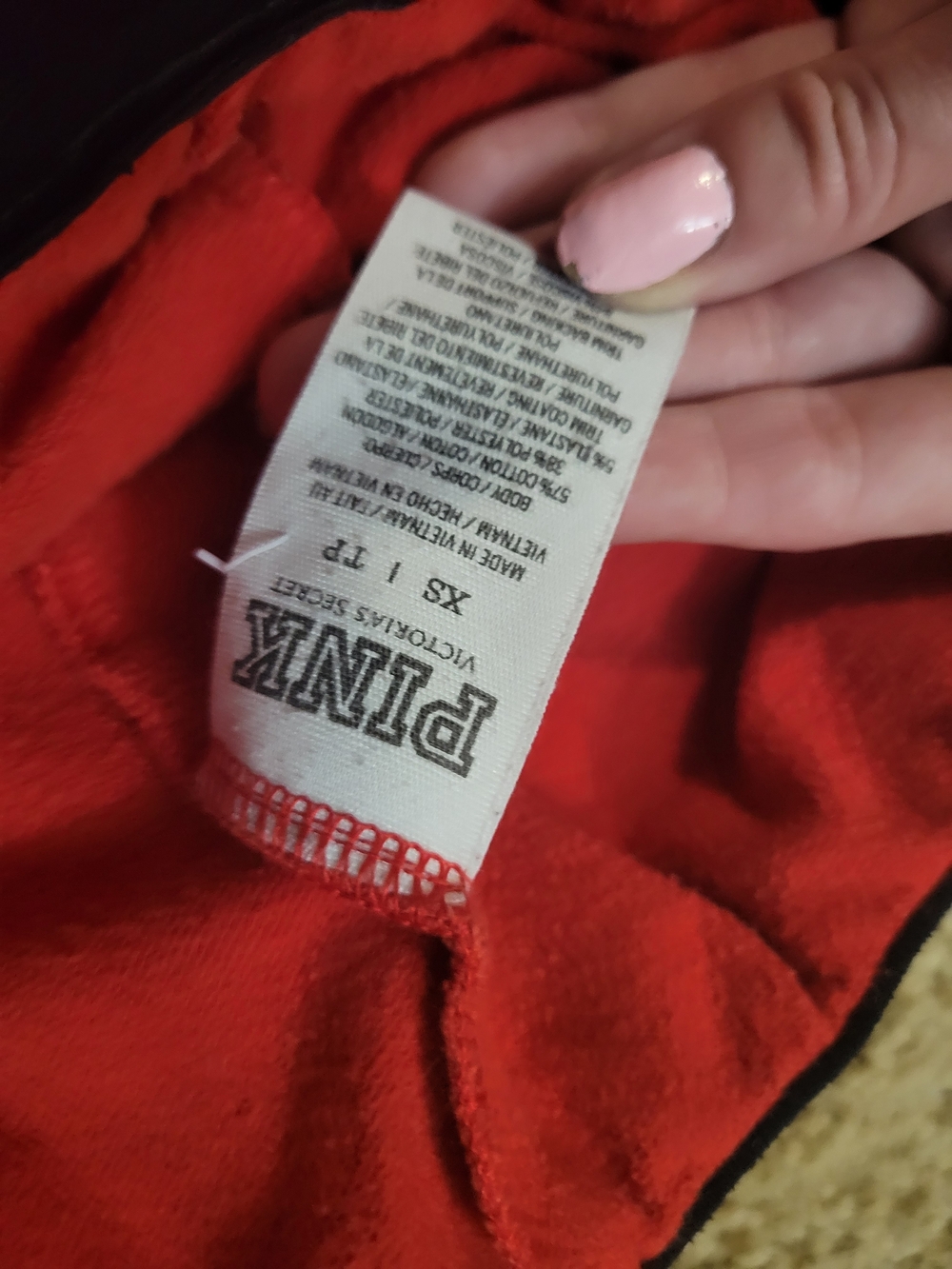 Victoria's Secret PINK Red Jogger Pants with Black & White Side Stripes - Picture 2 of 9